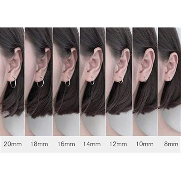 7mm Small Sterling Silver Cartilage Nose Hoop Earrings for Women - Picture 7 of 10